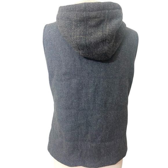 Prana Ava Womens Vest Gray Herringbone Wool Sherpa Hood Full Front Zipper MEDIUM - Picture 7 of 14